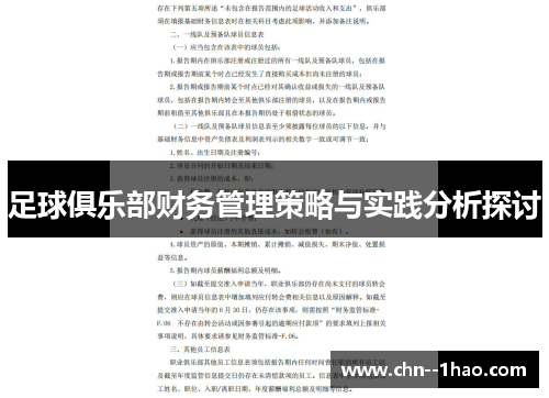 足球俱乐部财务管理策略与实践分析探讨