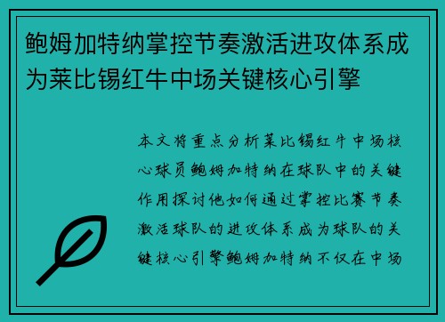 鲍姆加特纳掌控节奏激活进攻体系成为莱比锡红牛中场关键核心引擎 鲍姆加特纳掌控节奏激活进攻体系成为莱比锡红牛中场关键核心引擎